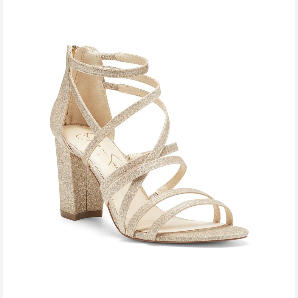 Elegant Gold Strappy Heels